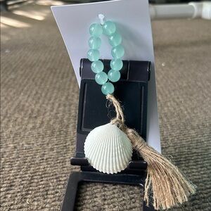 Seaglass Beaded Shell Tassel Keychain